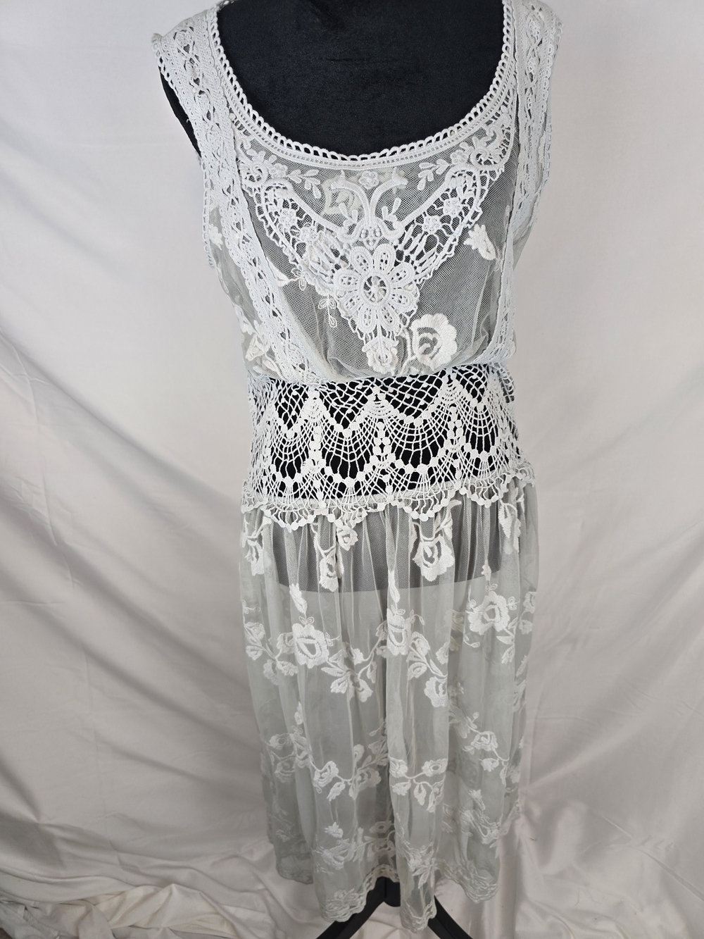Sundance White Crochet Lace Midi Dress - Picture 2 of 7